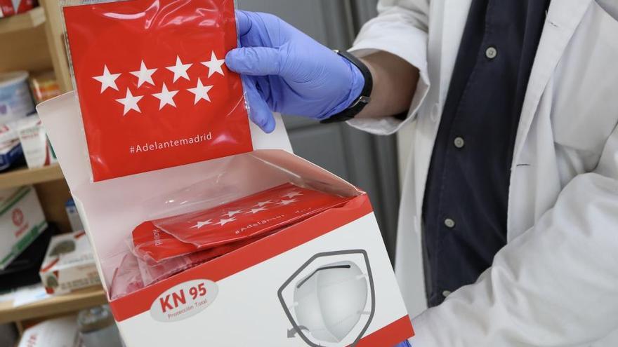 Las mascarillas FFP2 repartidas en las farmacias de la Comunidad de Madrid.