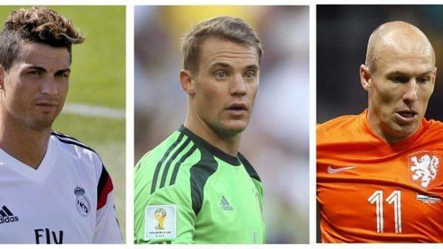 Ronaldo, Neuer y Robben, candidatos a mejor jugador europeo