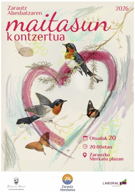 Cartel del Concierto de Amor que ofrecerá Zarautz Abesbatza este viernes.
