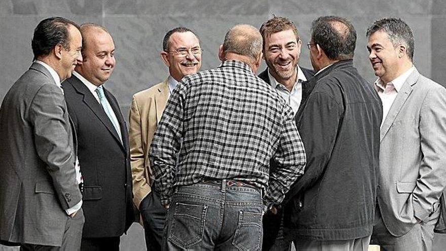 Carlos García Adanero, Eloy Villanueva, Enrique Martín, Txentxo Jiménez, Roberto Jiménez, José Luis Izco y Santos Cerdán, ayer.