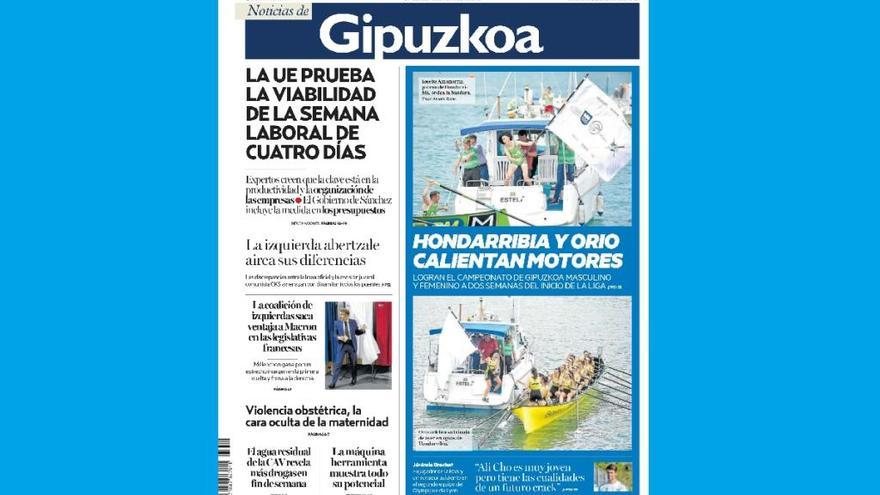 Portada de NOTICIAS DE GIPUZKOA  de este lunes, 13 de junio