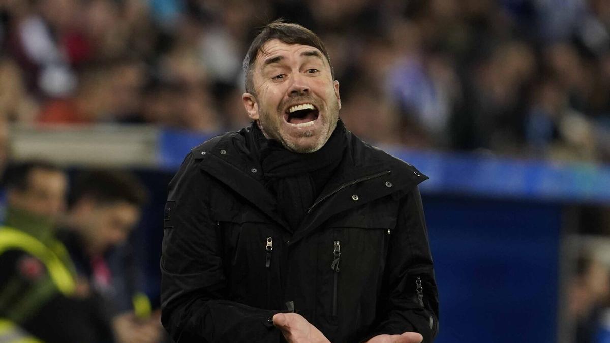 Eduardo Coudet, durante el Alavés-Real Sociedad.