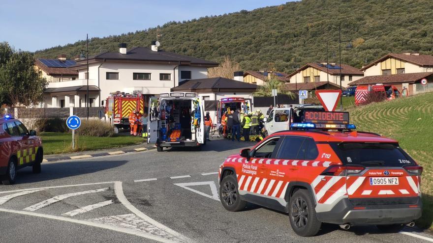 La colisión de una furgoneta contra una vivienda en Berriosuso deja ocho heridos trasladados al HUN