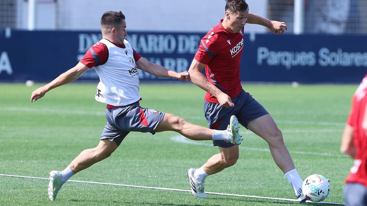 Pedroarena y Herrando, en un entrenamiento de esta semana.