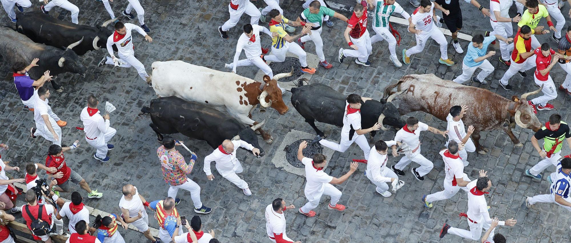 Fotos del octavo encierro de San Fermín con toros de Miura