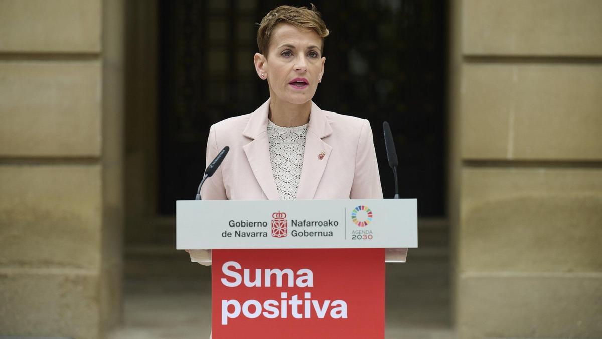 María Chivite, en su comparecencia en el ecuador de legislatura.