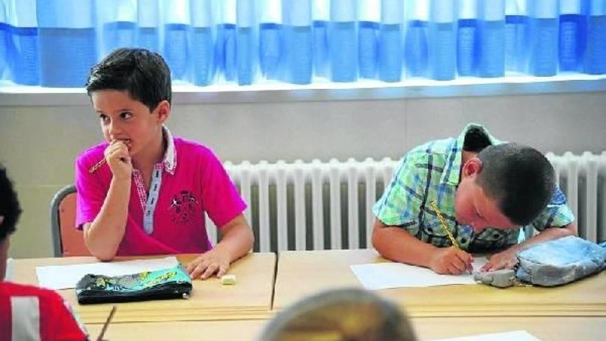 Escolares vascos en su primer día de colegio.