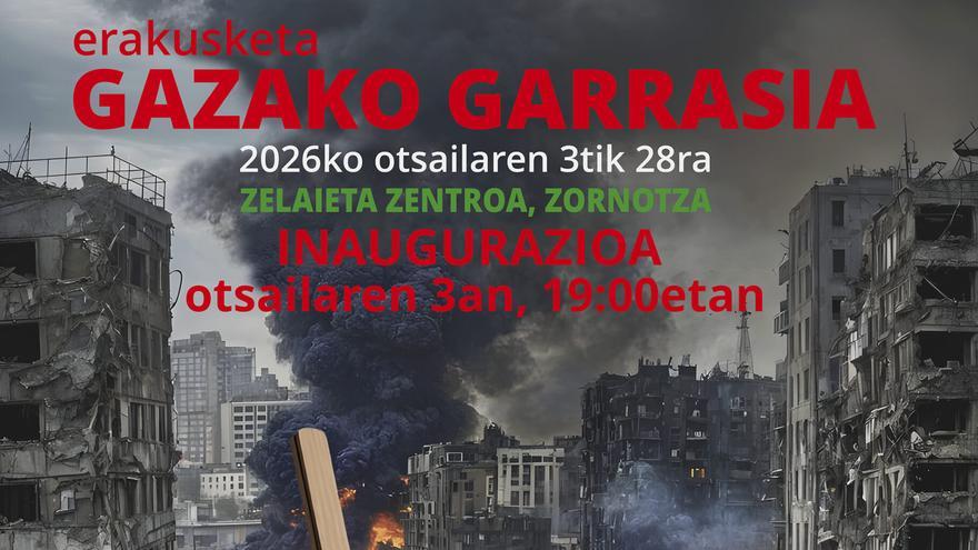 Asteartean inauguratuko da 'GAZAko garrasia' erakusketa Zelaieta Zentroan