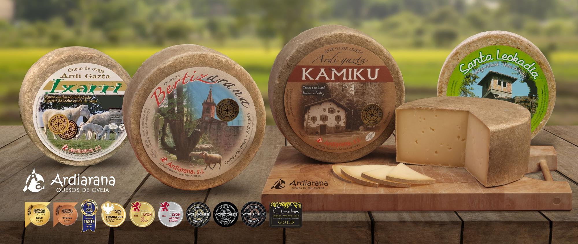 Selección de quesos de la Quesería Ardiarana.