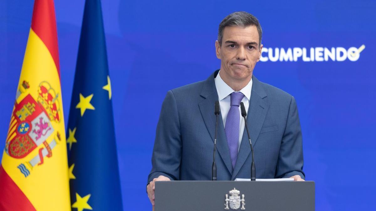 El presidente del Gobierno español, Pedro Sánchez, durante su balance del curso político.