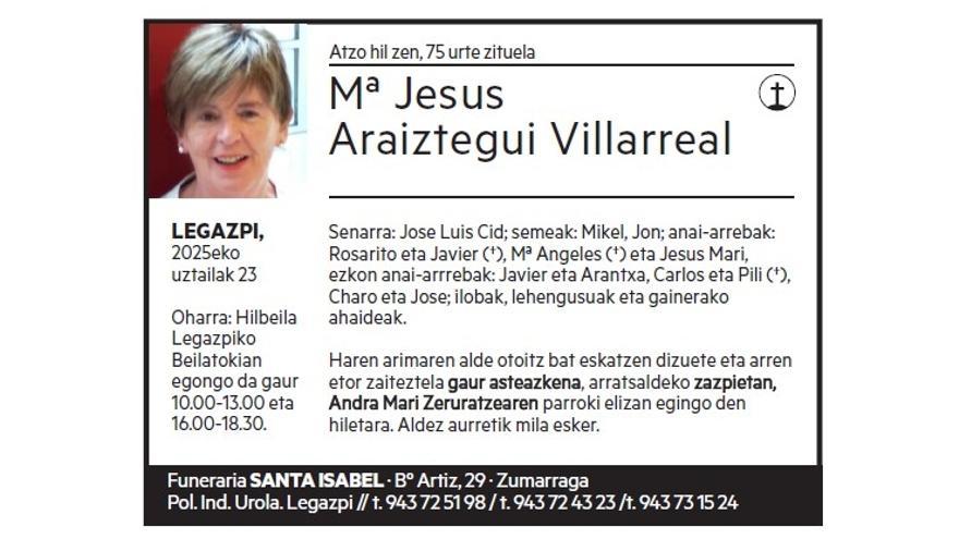 Mª JESUS ARAIZTEGUI VILLARREAL