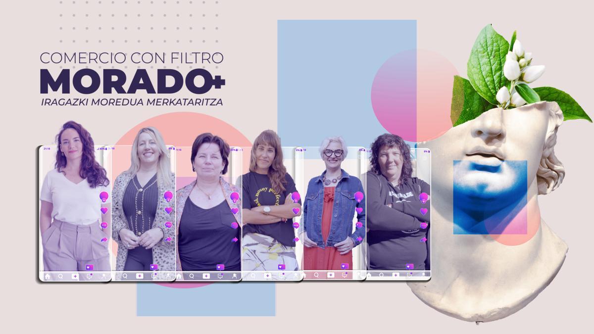 Imagen de la campaña ‘Comercios con Filtro Morado’ con sus protagonistas de esta edición.