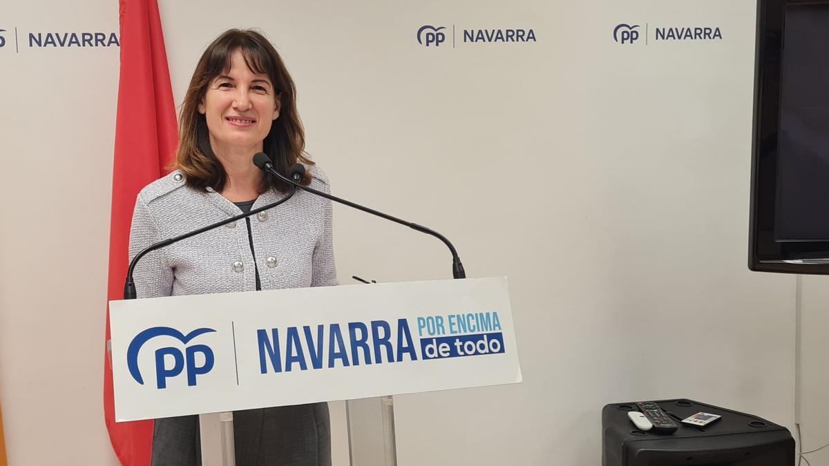La concejala del PPN, Irene Royo, en la sede de Tudela.