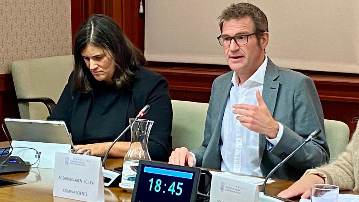 El diputado foral de Políticas Sociales, Gorka Urtaran, en la comisión de este jueves