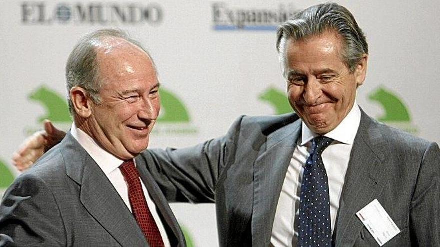 Rodrigo Rato y Miguel Blesa, durante la inauguración del VIII Encuentro Financiero Internacional organizado por Caja Madrid en 2008.