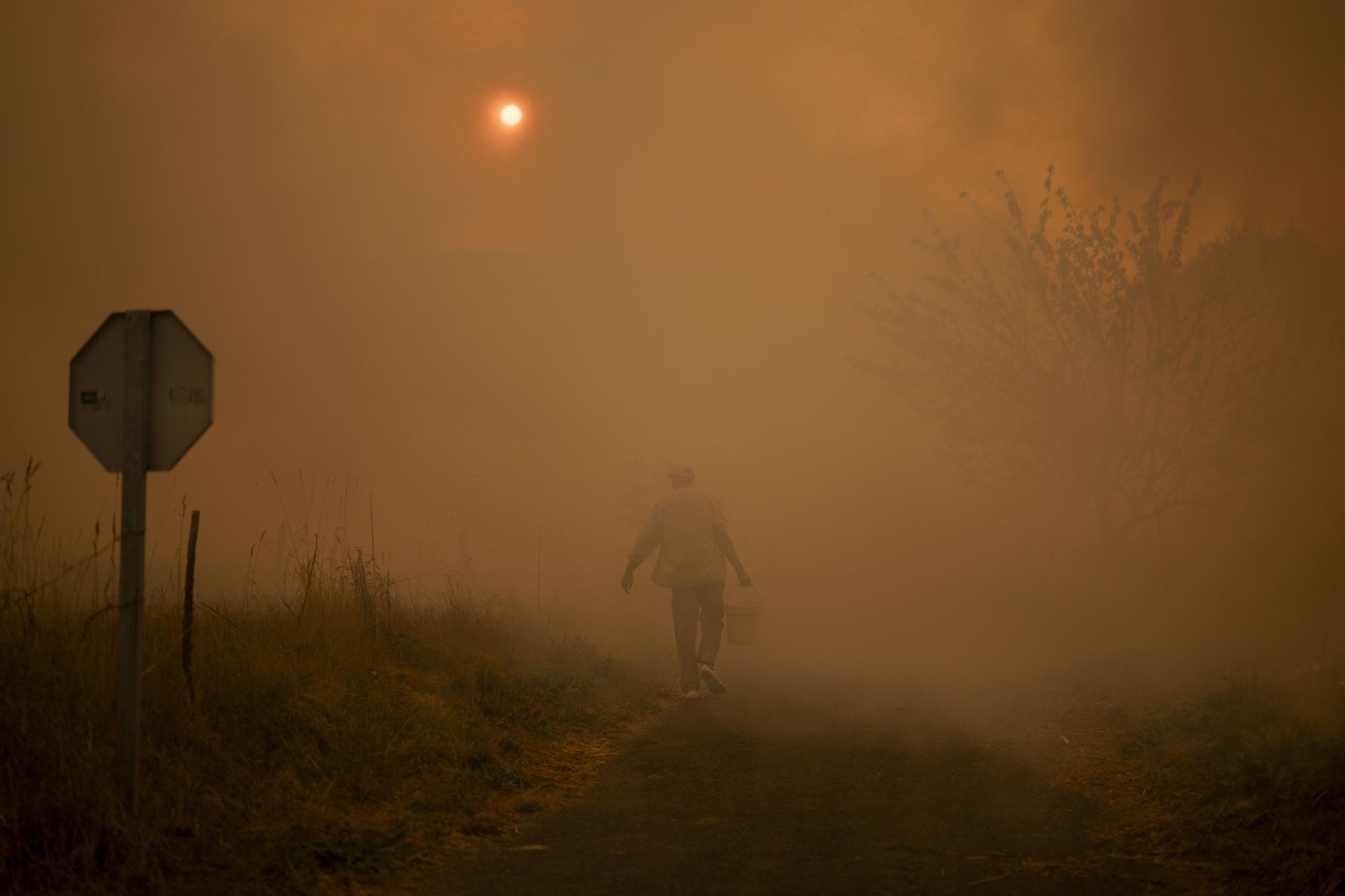 Los incendios no dan tregua en Ourense: los vecinos trabajan en labores de extinción del fuego de Carballeda de Avia