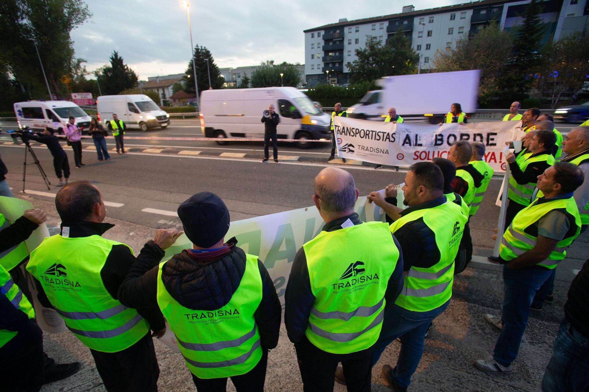 Protesta de los transportistas navarros en Cordovilla