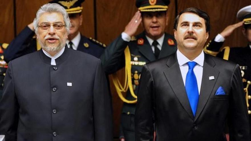 Fernando Lugo y el nuevo presidente paraguayo, Federico Franco.