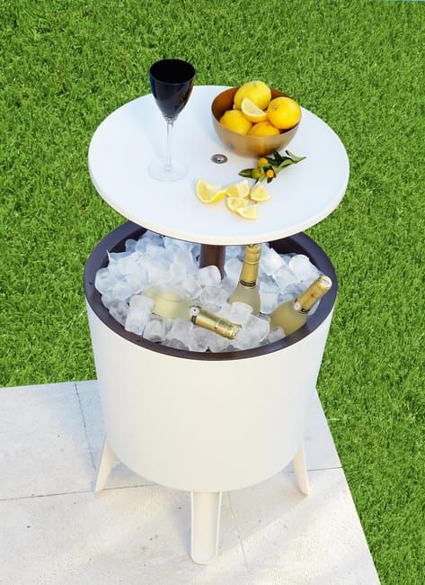 Mesa nevera auxiliar de jardín de polipropileno blanco