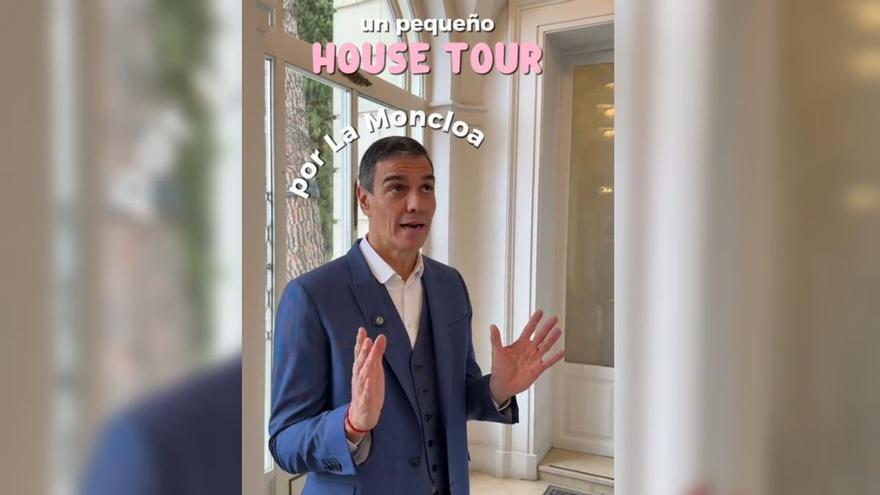 Sánchez hace un 'house tour' de La Moncloa "en plan Isabel Preysler"