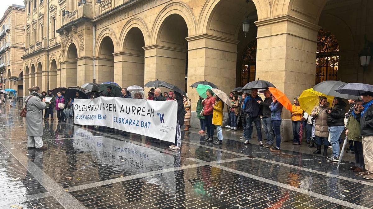 Concentración esta mañana en Donostia.