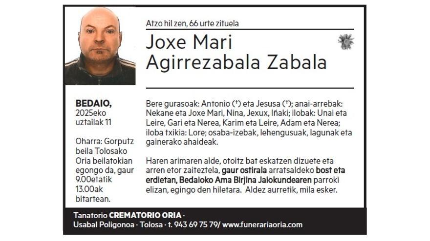 JOXE MARI AGIRREZABALA ZABALA