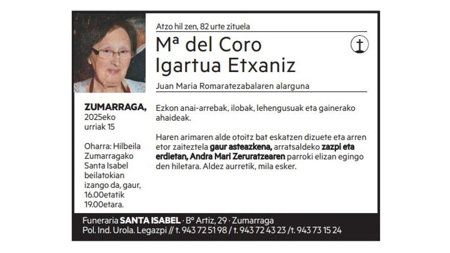 Mª del Coro Igartua Etxaniz