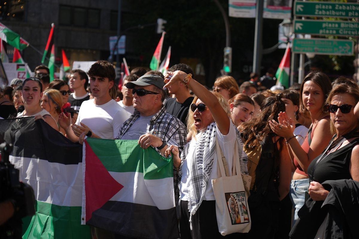 Manifestación en Bilbao en apoyo al pueblo palestino y a la flotilla