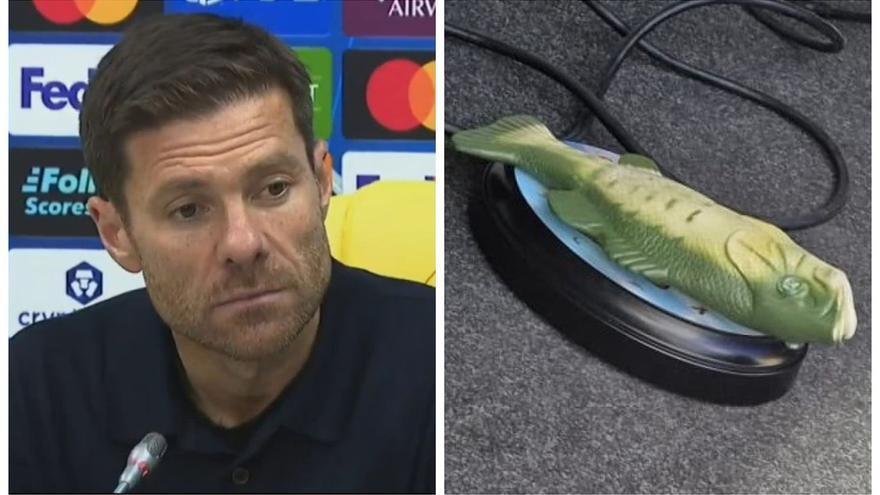 Regalan a Xabi Alonso un pez que habla en la rueda de prensa de la Champions