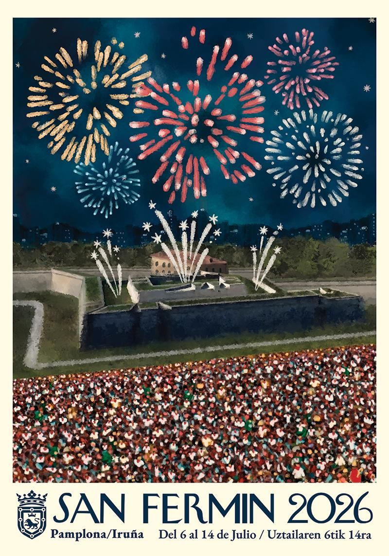 8. Postal de San Fermín: la noche encendida
