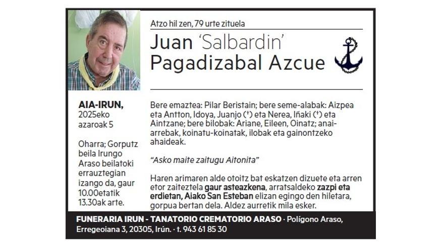 JUAN PAGADIZABAL AZCUE