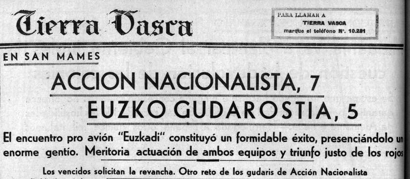 Portada de Tierra Vasca del 9-2-1937.