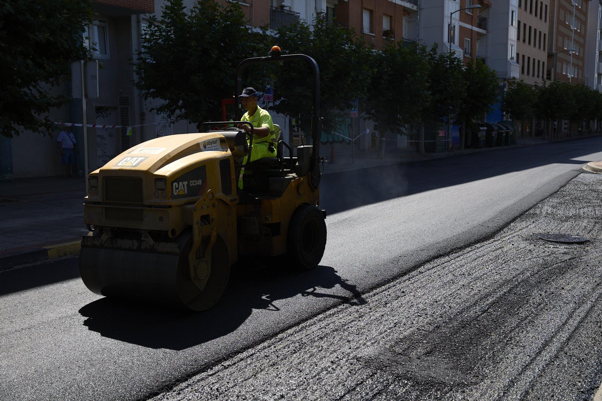 Fotos de las obras en Pamplona, que no descansa ni en verano