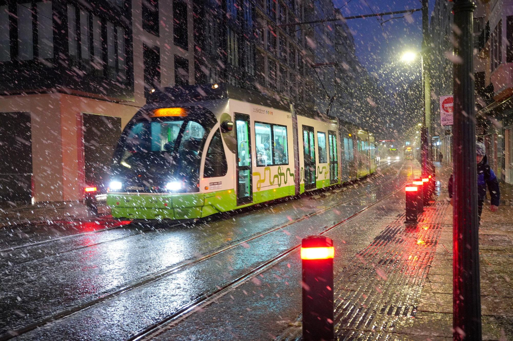 La primera nevada del otoño no cuaja en Vitoria