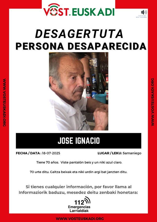 Imagen del hombre desaparecido en Samaniego