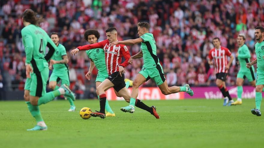 El recital de Oihan Sancet ante el Atlético de Madrid