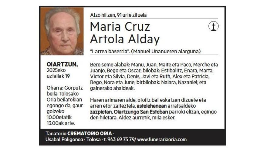 MARIA CRUZ ARTOLA ALDAY