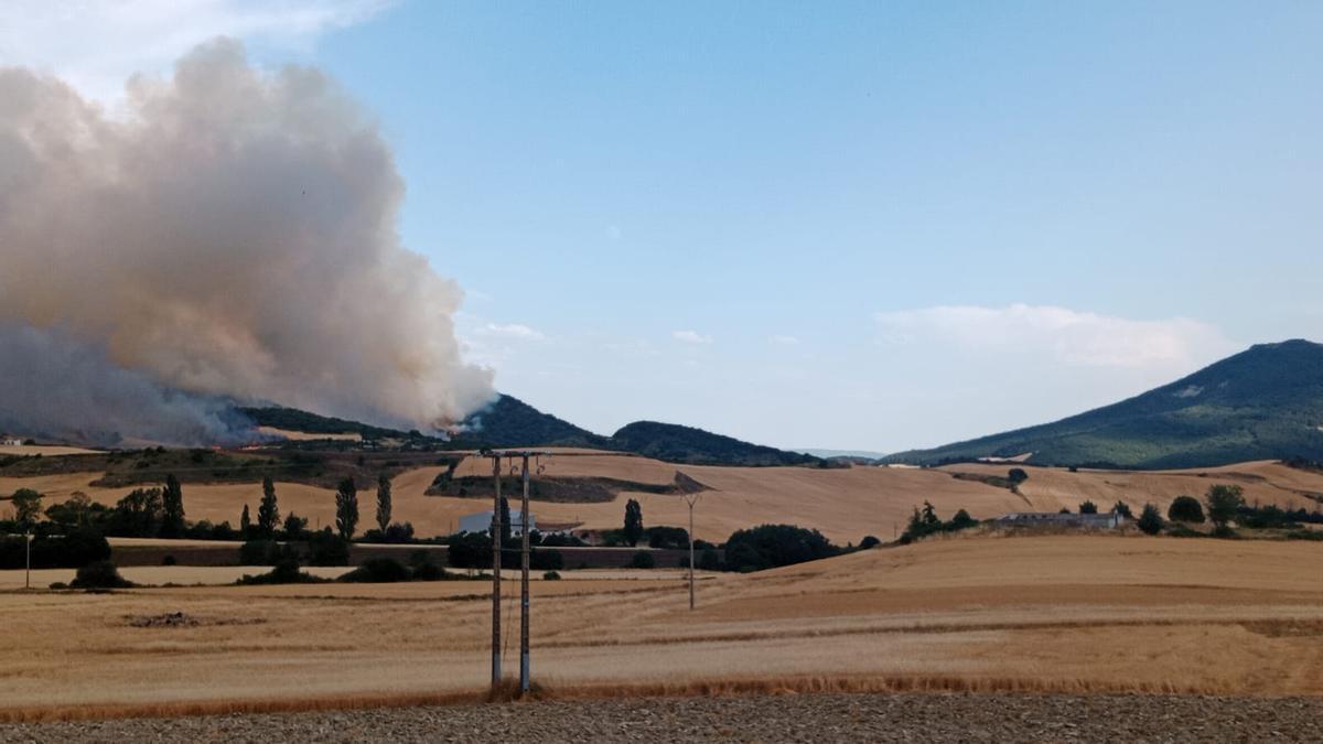 Incendio de este jueves en Ezcabarte.