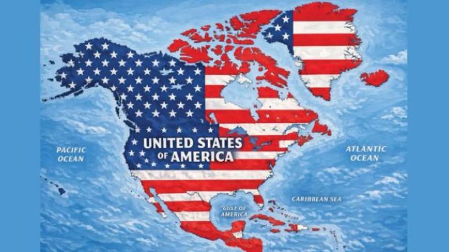 Trump publica un mapa que coloca bajo la bandera de Estados Unidos a México, Canadá, el Caribe, Groenlandia e Islandia