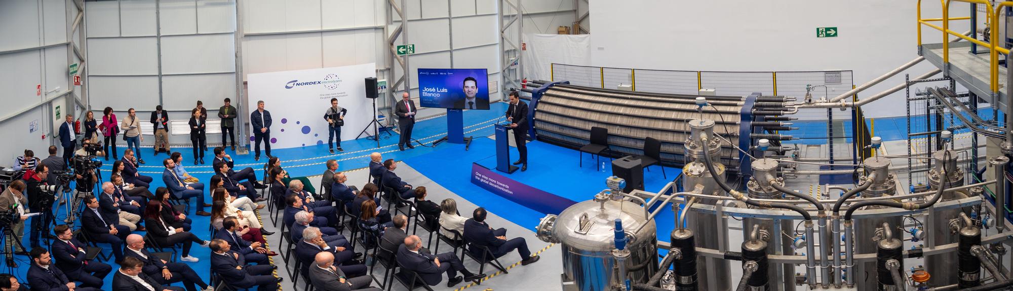 Acto de presentación del Electrolyzer NX2500, el nuevo electrolizador de la empresa Nordex en Lumbier