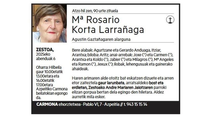 Mª ROSARIO KORTA LARRAÑAGA