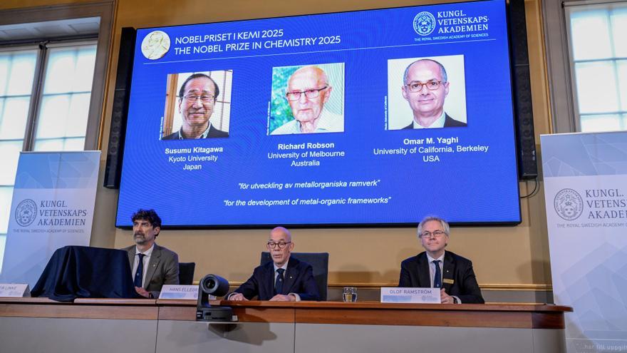 El Nobel de Química, concedido a tres científicos por el desarrollo de estructuras metal-orgánicas