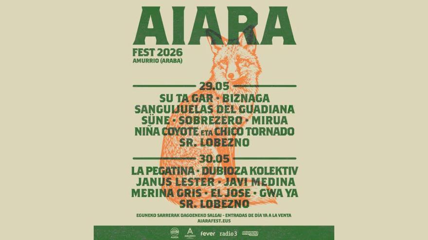 Sorteamos dos entradas dobles para asistir al Aiara Fest 2026 en Amurrio