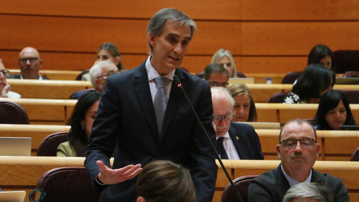 El senador del PNV, Igotz López, durante su intervención en el pleno de este martes