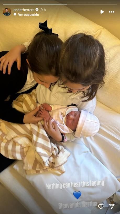Historia de Ander Herrera anunciado el nacimiento de su tercera hija