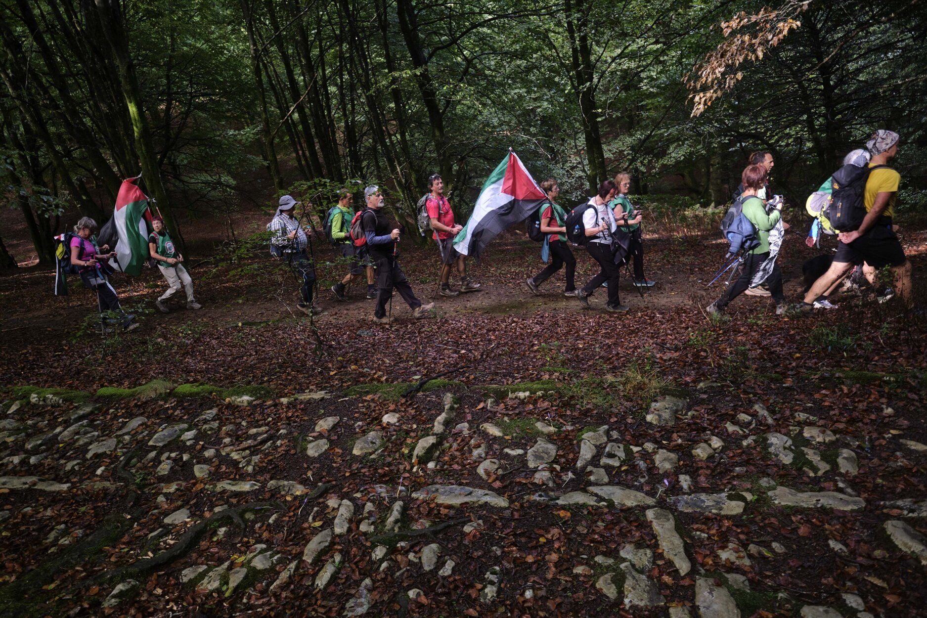 Fotos de la séptima etapa de la marcha propalestina por Navarra, desde Eltzaburu hasta Doneztebe