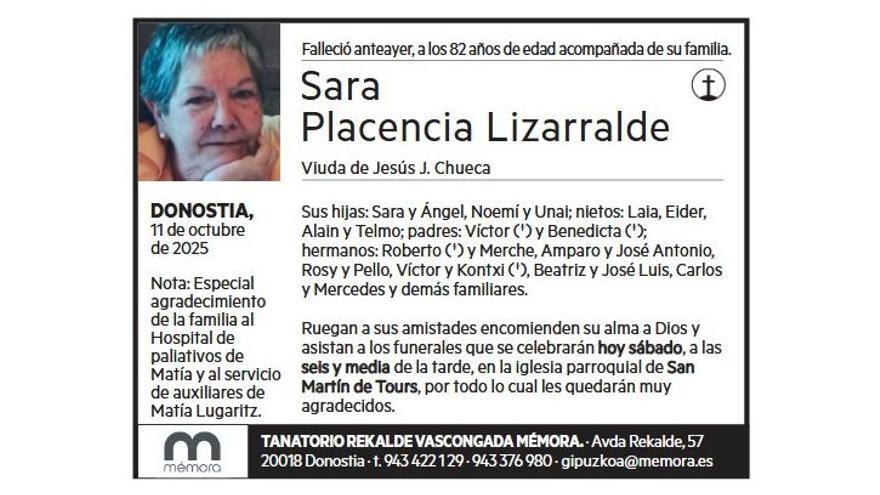 SARA PLACENCIA LIZARRALDE