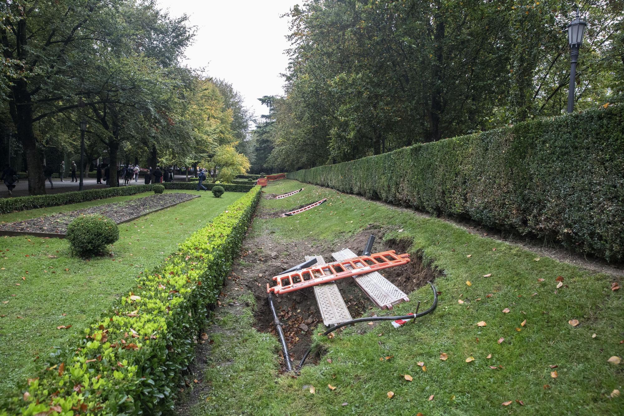 Las primeras estatuas se trasladarán de Sarasate a la Taconera la próxima semana