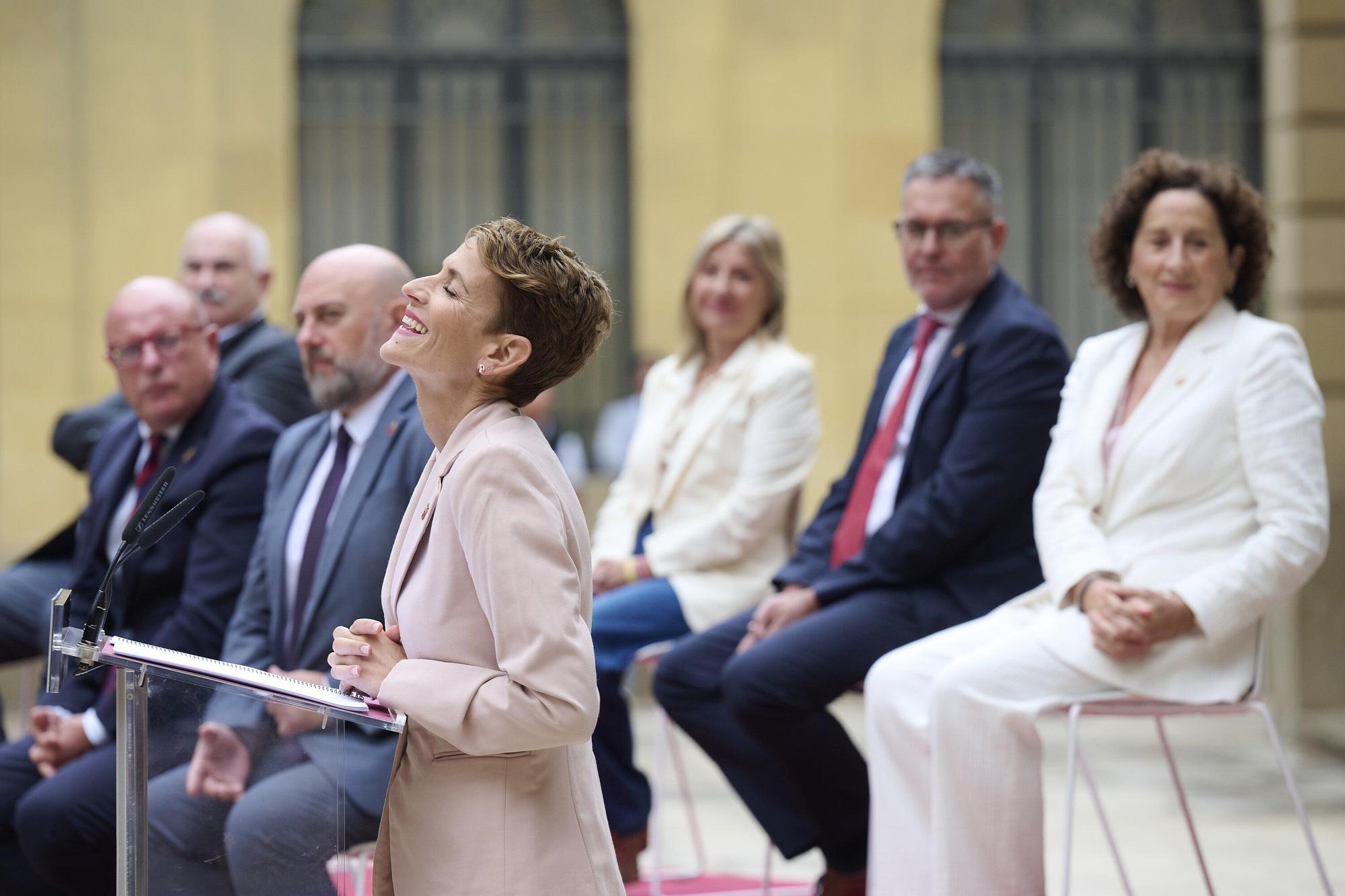Rueda de prensa de María Chivite en la presentación del balance de mitad de legislatura