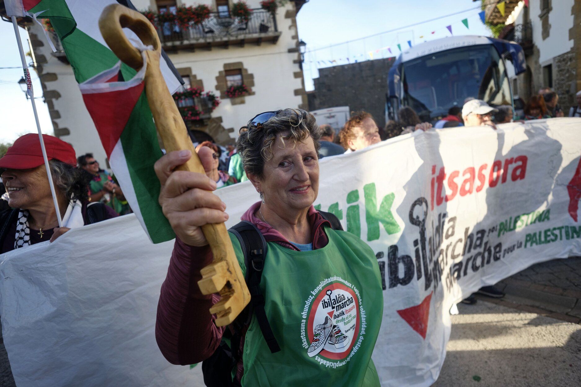 Fotos de la séptima etapa de la marcha propalestina por Navarra, desde Eltzaburu hasta Doneztebe